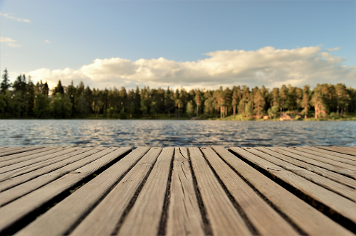 close up of a dock on a lake